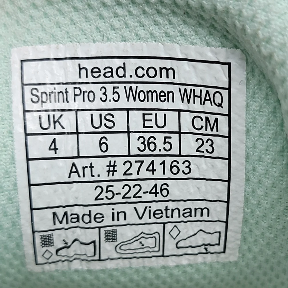 Head Women’s Sprint Pro 3.5 Tennis Shoes White and Aqua 274163 Size Multi New